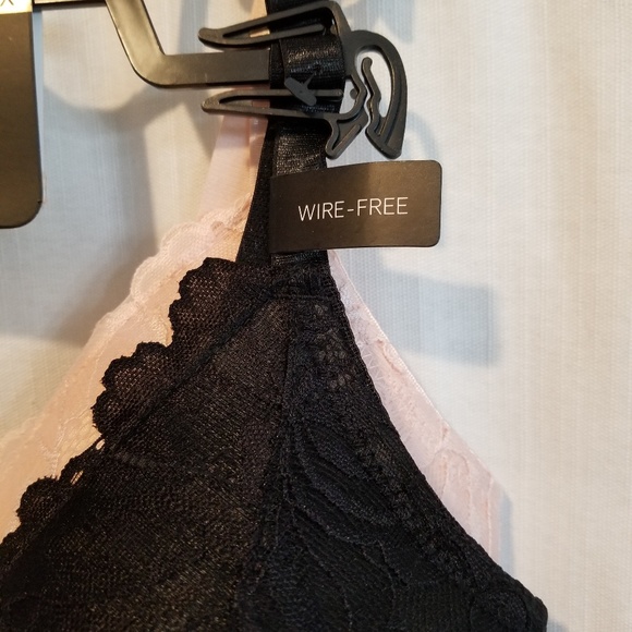 New!!! 2 pack lace bralette black and pink wireles - Picture 3 of 5